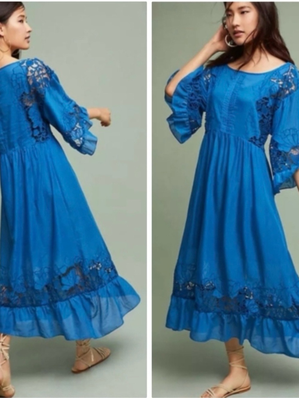 Anthropologie Akemi + Kin Maxi Dress with Floral Embroidery & Lace, S/P